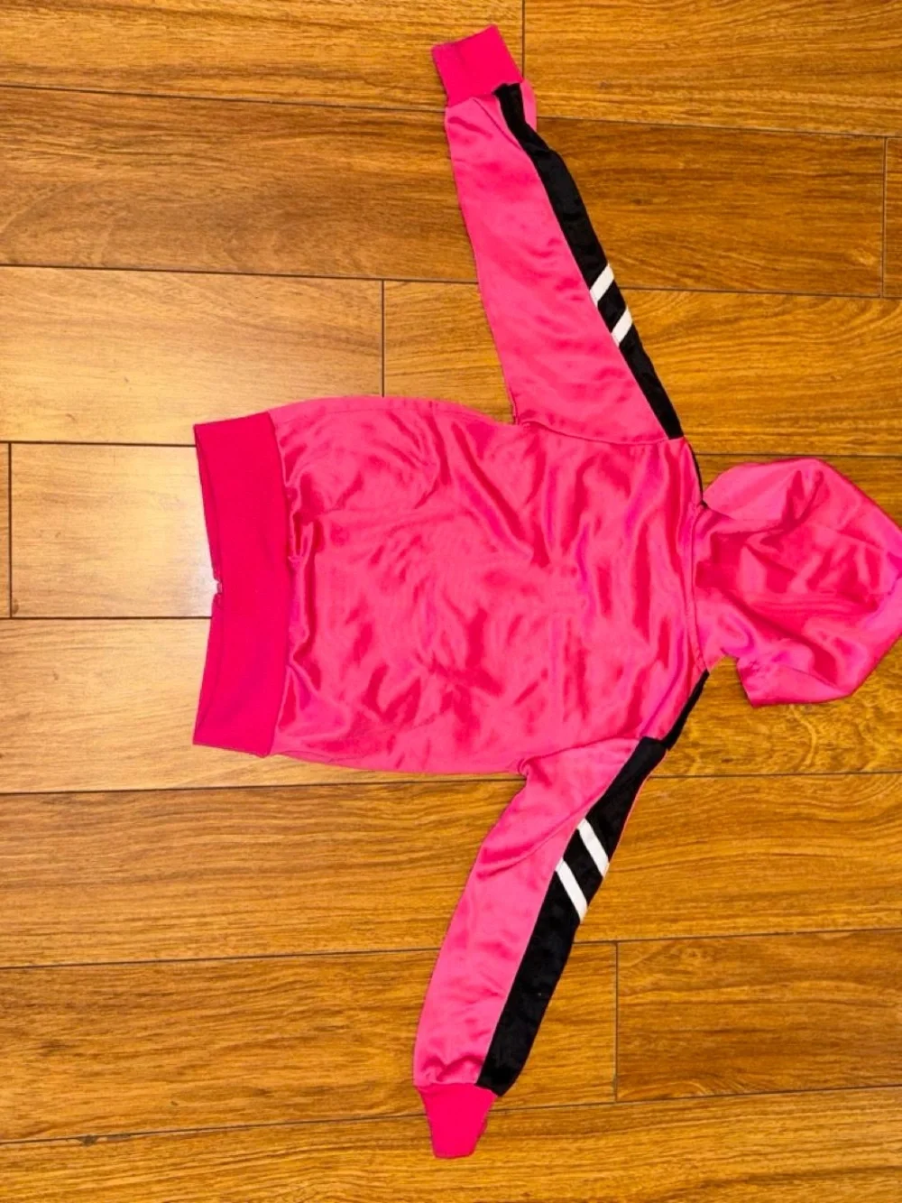 Y2K Pink and black zip up hoodie with peace and love design